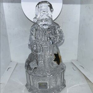 EVITA Vintage 24% lead Crystal Santa Figurine with Gold Accent